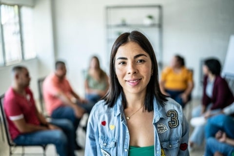 Social worker with a group of people